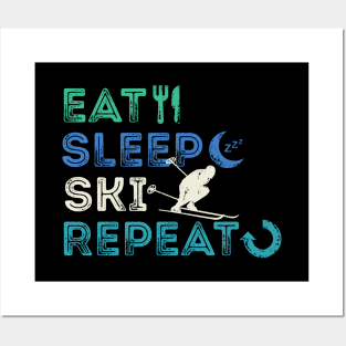 Eat Sleep Ski Repeat Posters and Art